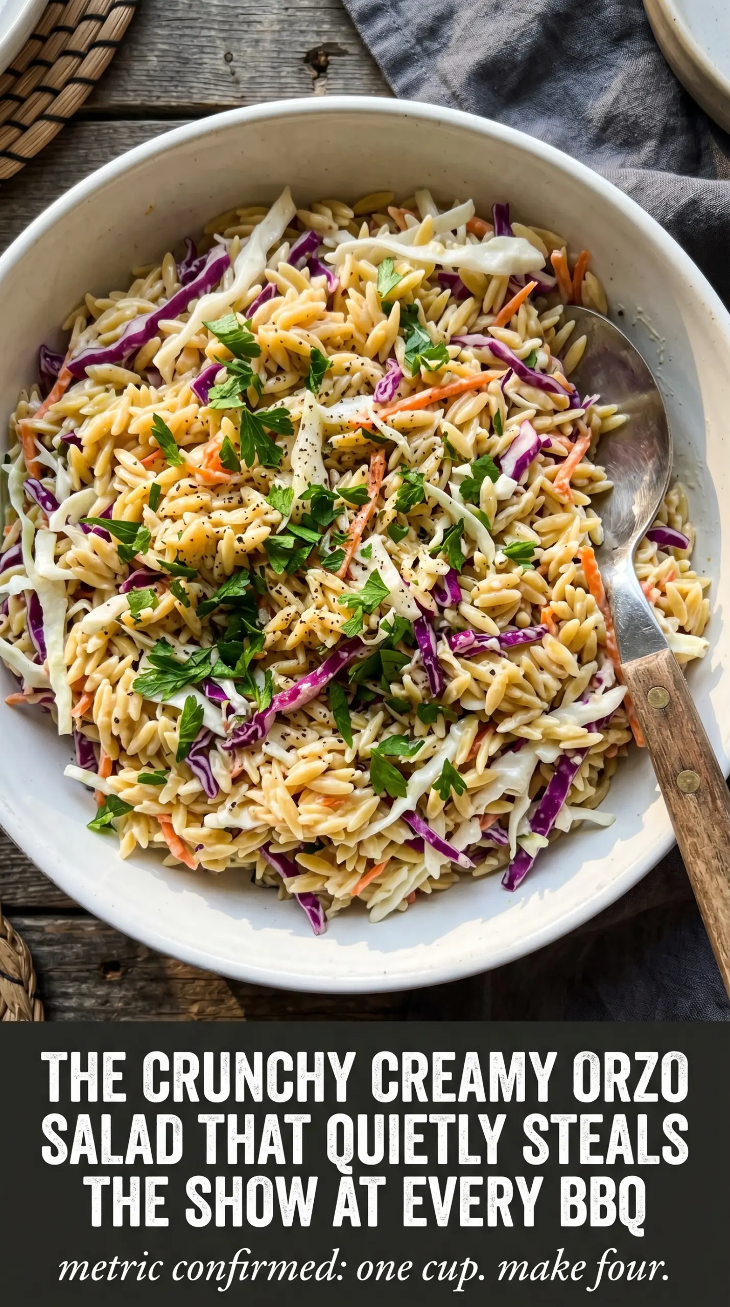Coleslaw Orzo Salad creamy tangy colorful