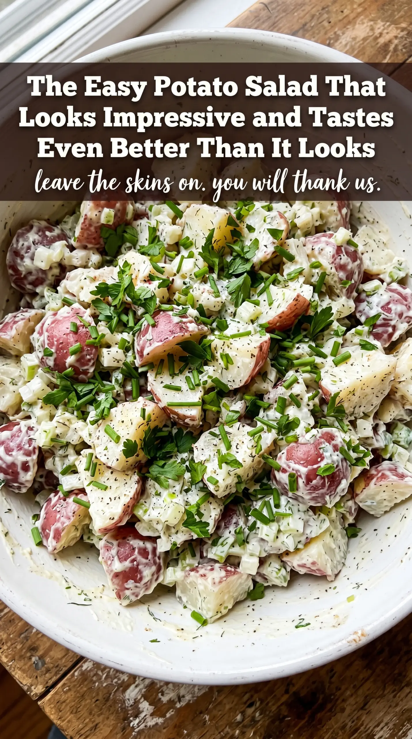 Creamy red potato salad waxy