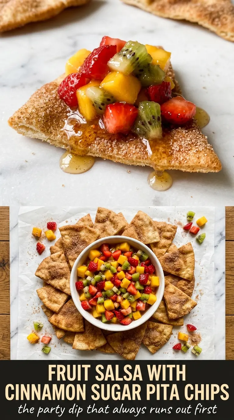 Fruit Salsa with Cinnamon Sugar Pita Chips colorful fresh crunchy