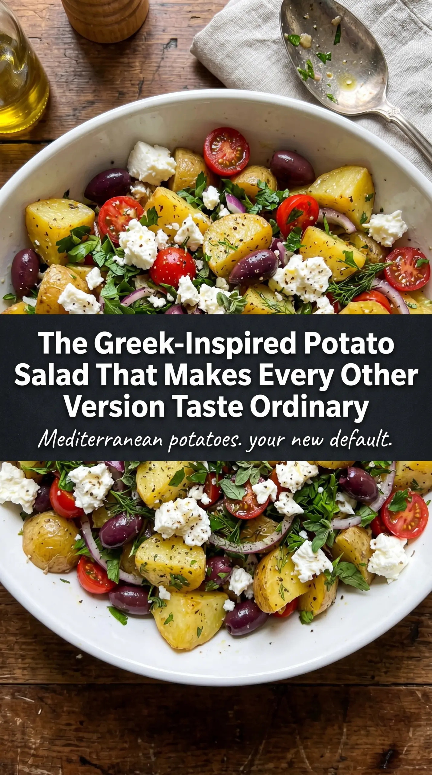 Potato and Feta Salad with olives and lemon-herb