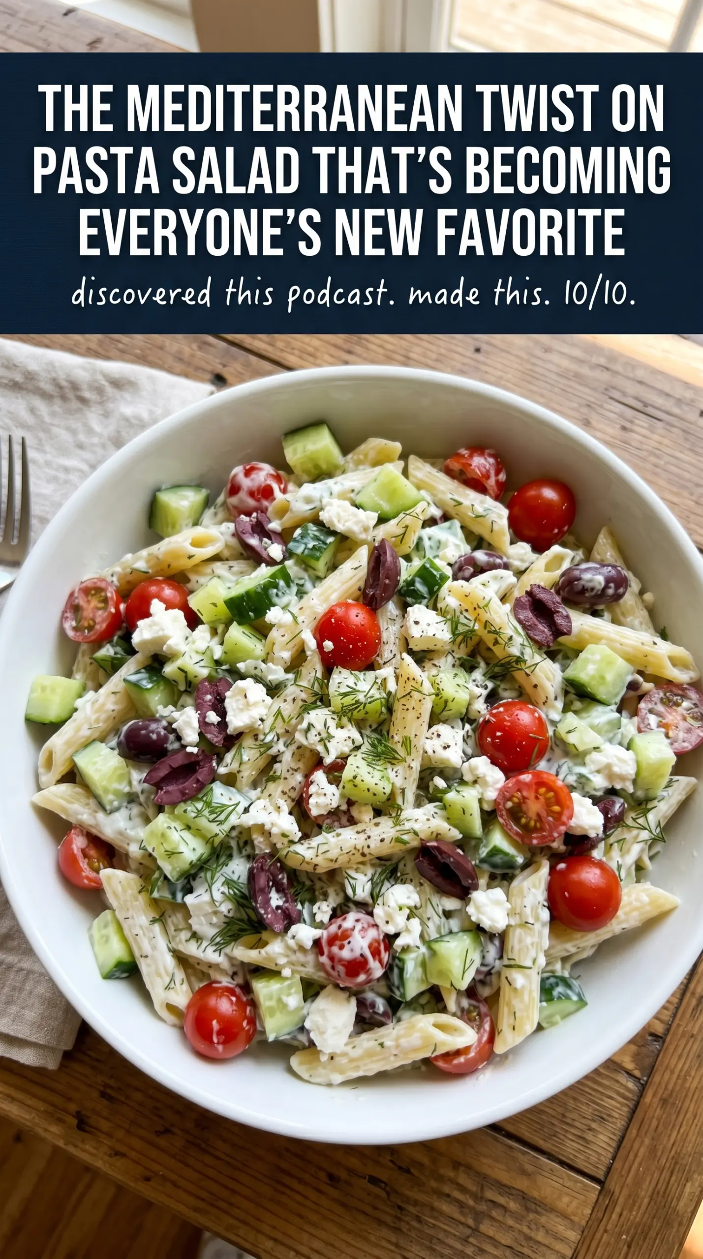 Greek Tzatziki Pasta Salad creamy cucumber dill