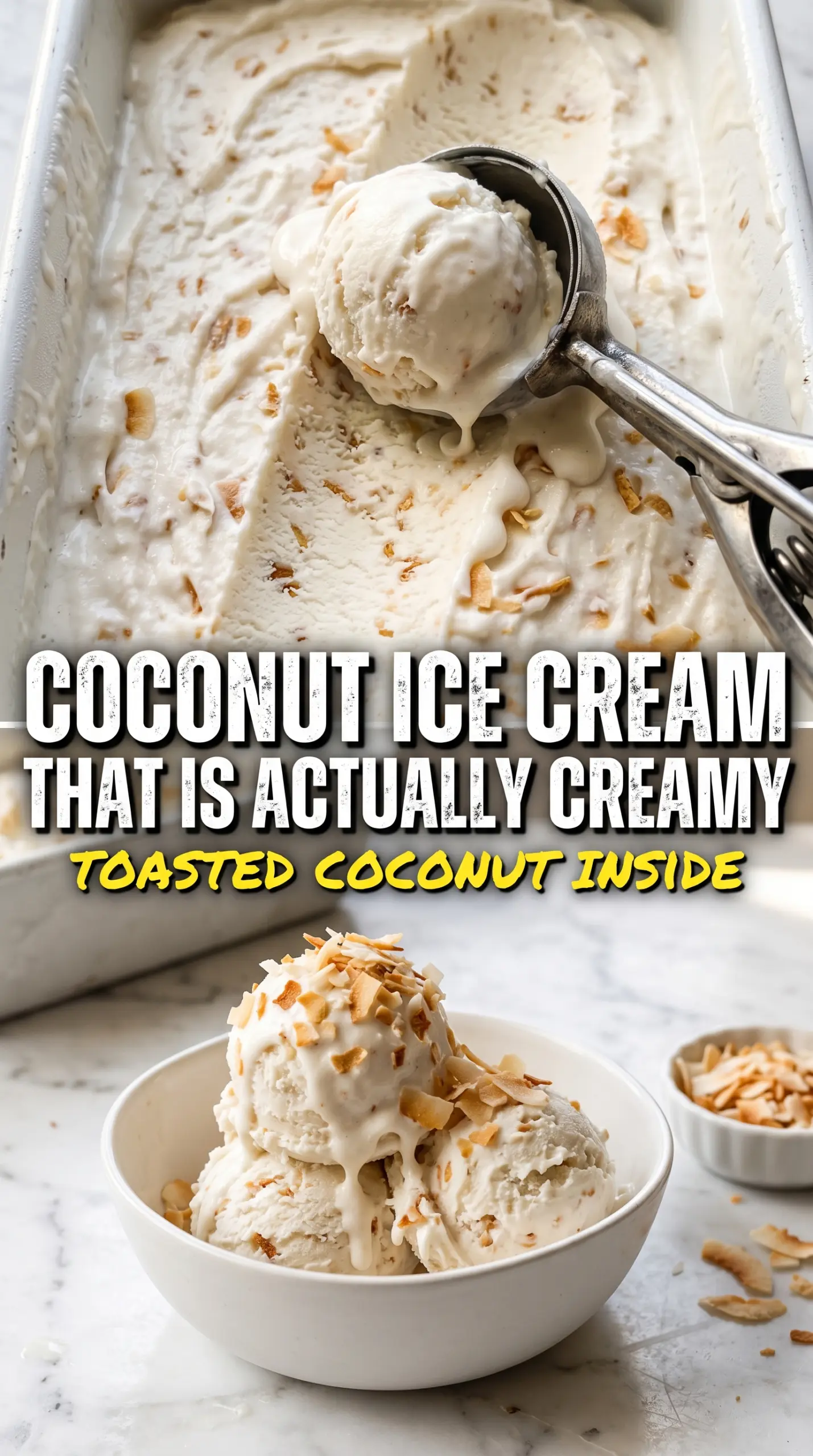 Homemade Coconut Ice Cream creamy toasted coconut