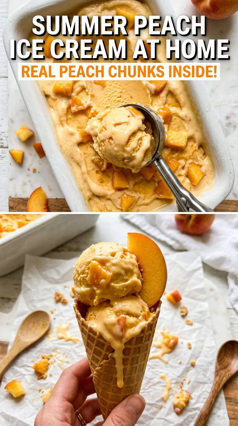 Homemade Peach Ice Cream creamy peach chunks