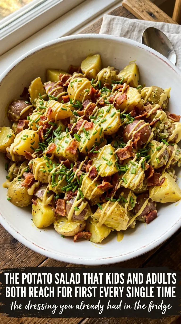 Firm potato cubes salad intact