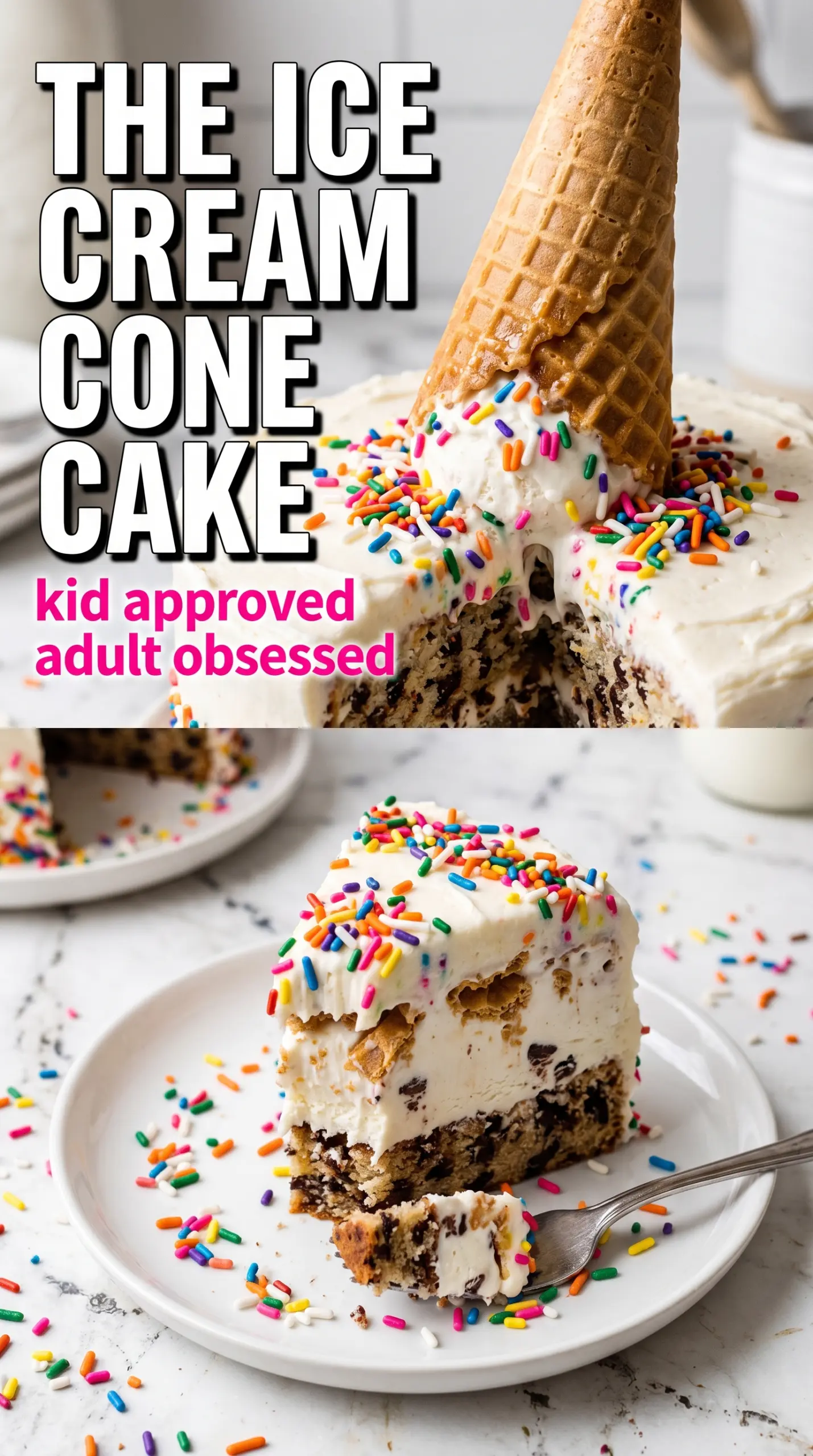 Slice of ice cream cake on a plate