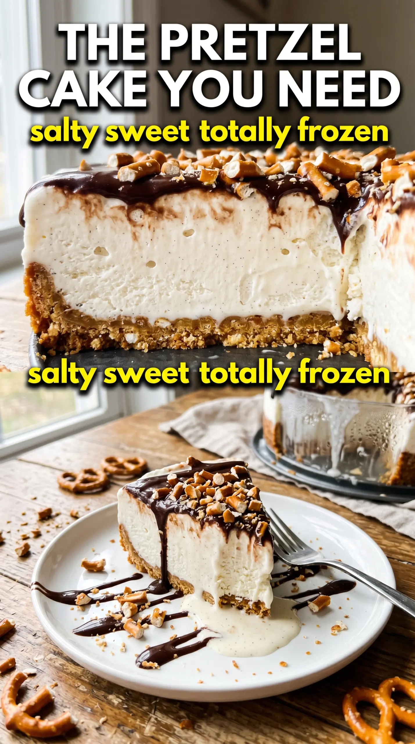 Ice Cream Pretzel Cake salty sweet frozen dessert