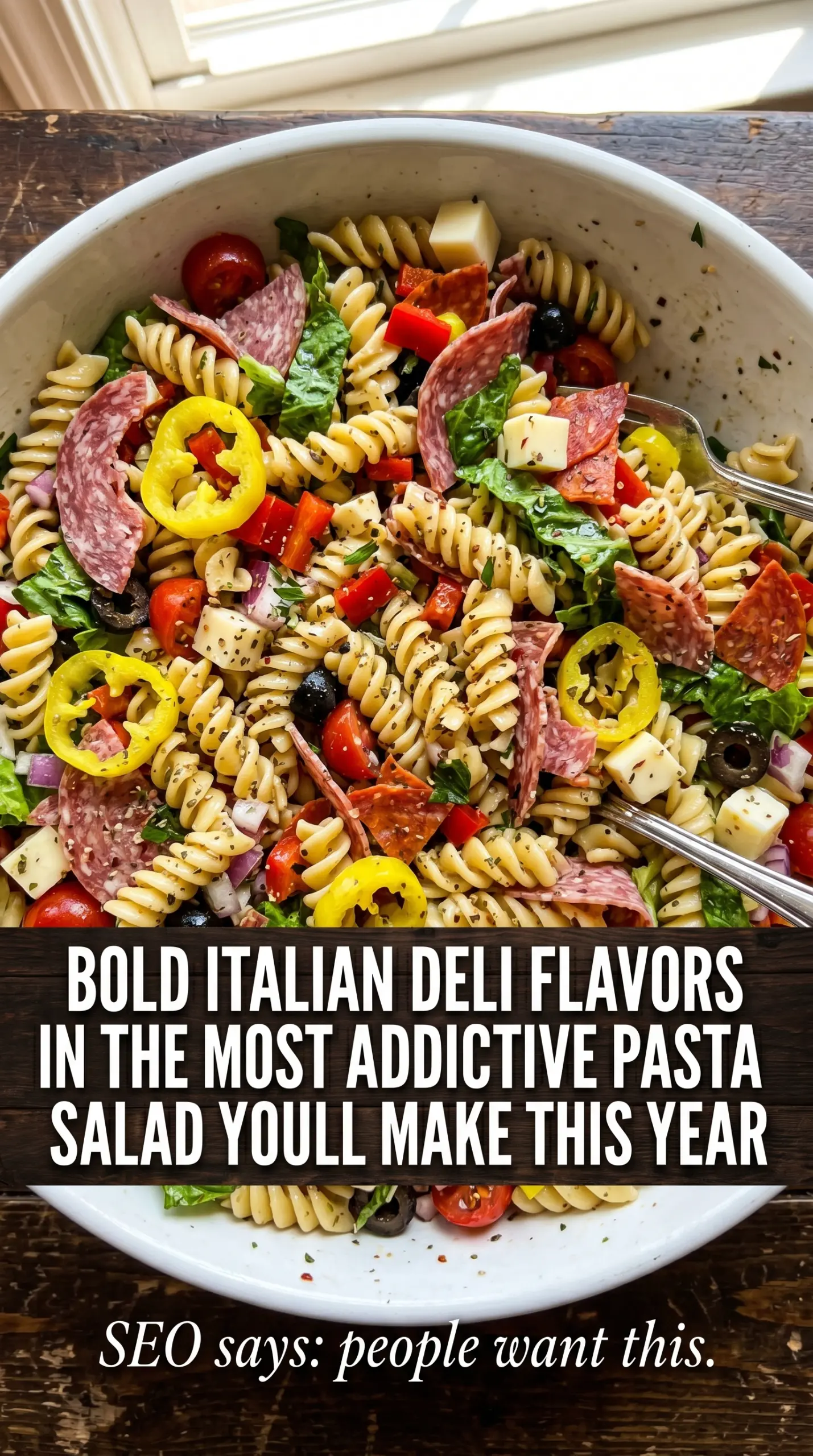 Italian Grinder Pasta Salad deli-style, cheesy, loaded