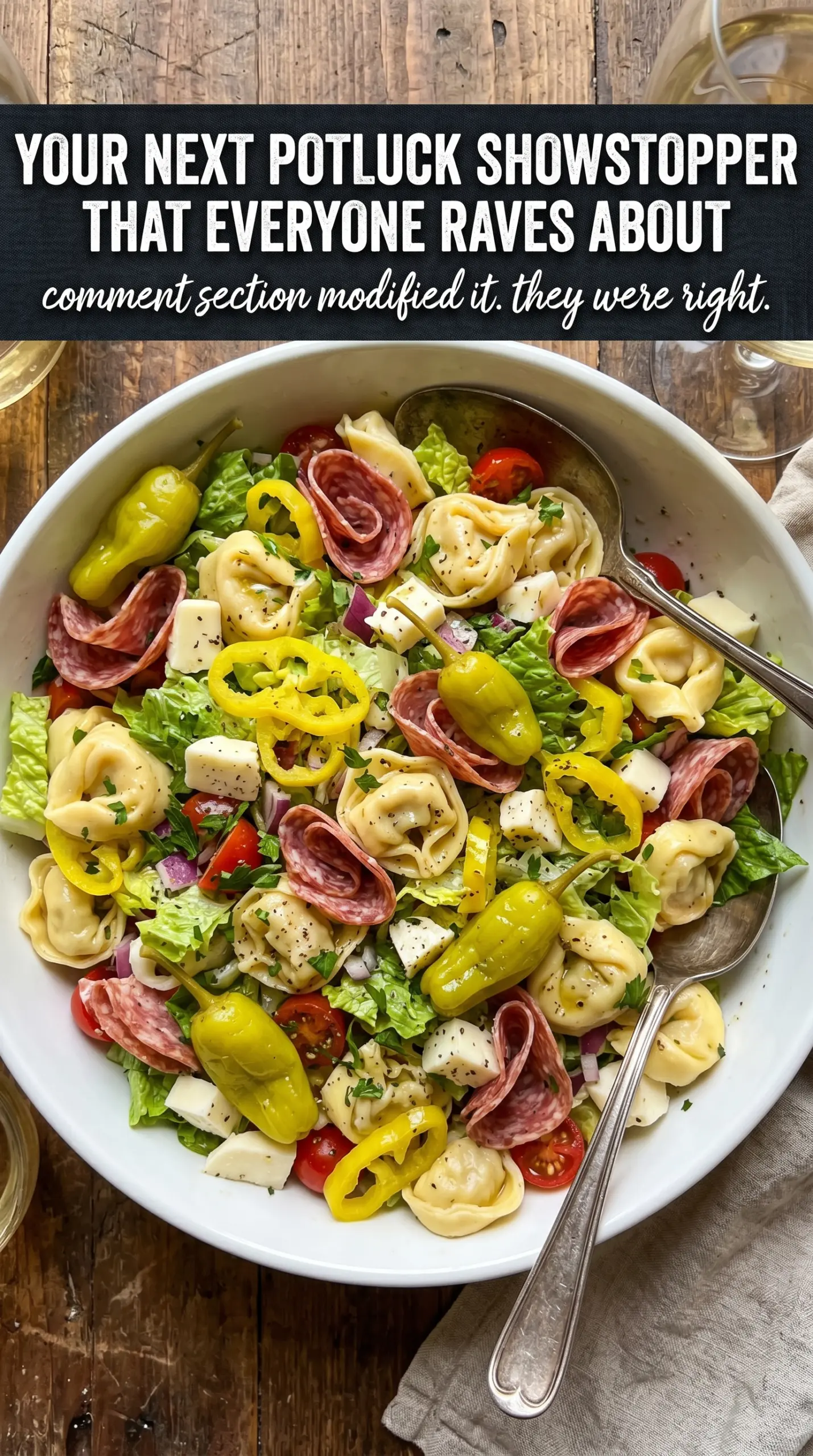 Italian Grinder Tortellini Salad cheesy briny deli-style