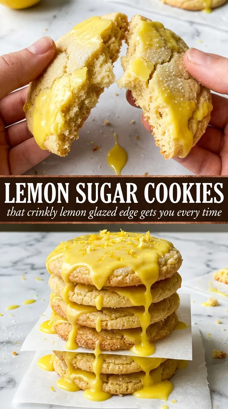 Lemon Sugar Cookies soft crackled glazed