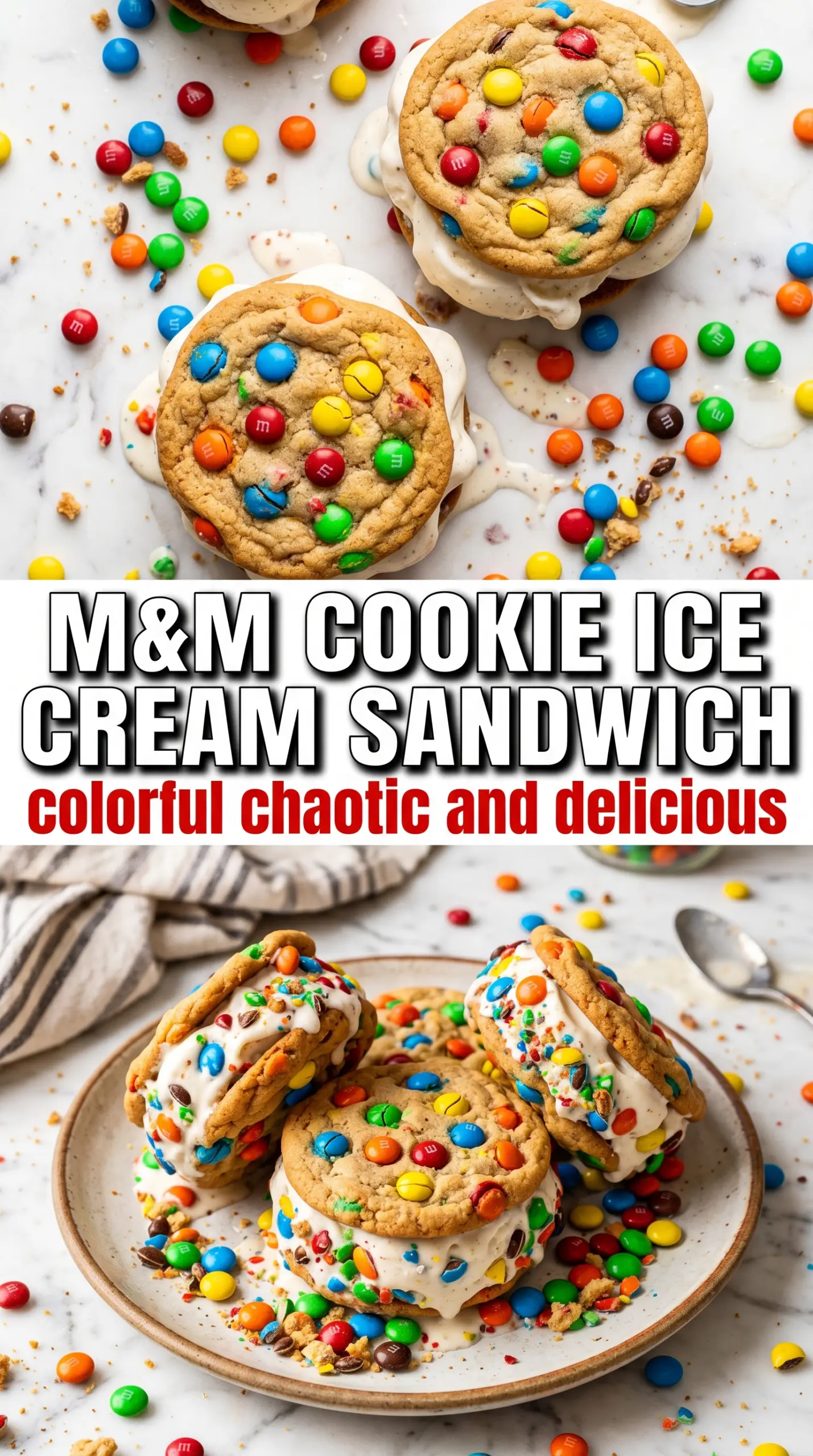 M&M Ice Cream Sandwiches colorful frozen cookies