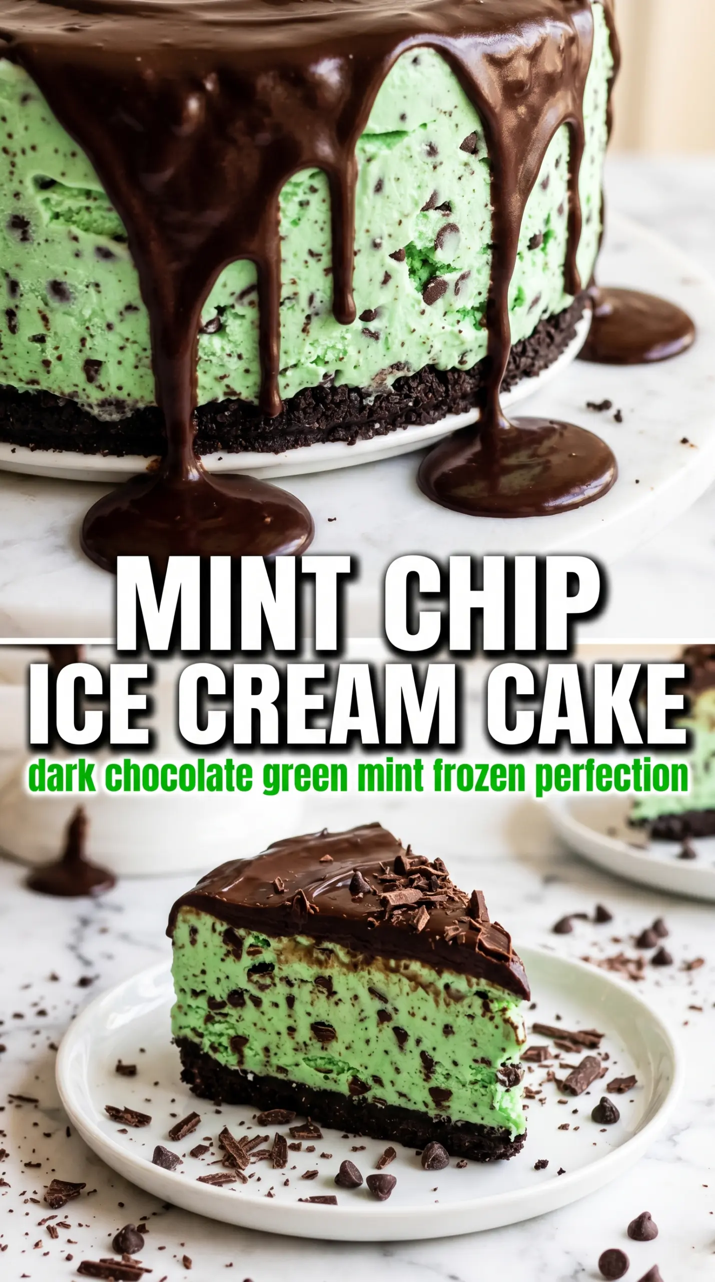 Slice of ice cream cake on a plate