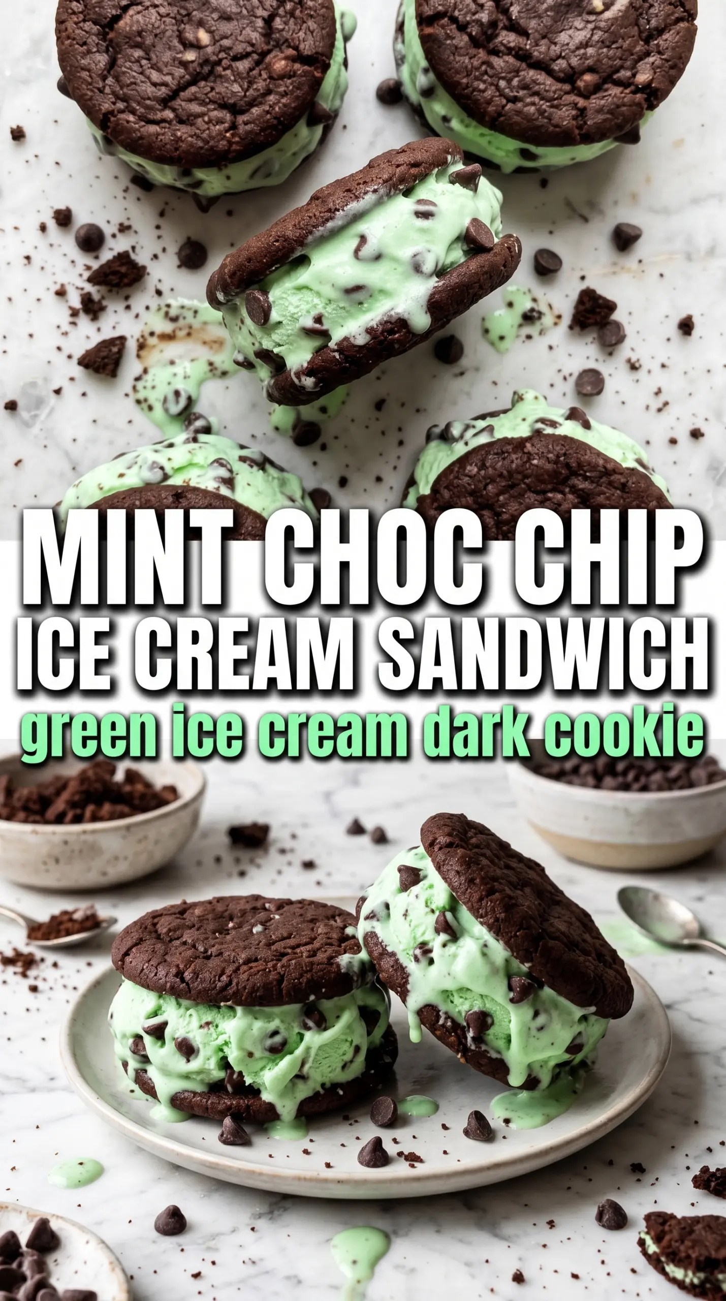 Mint Chocolate Chip Ice Cream Sandwiches rich chocolate peppermint