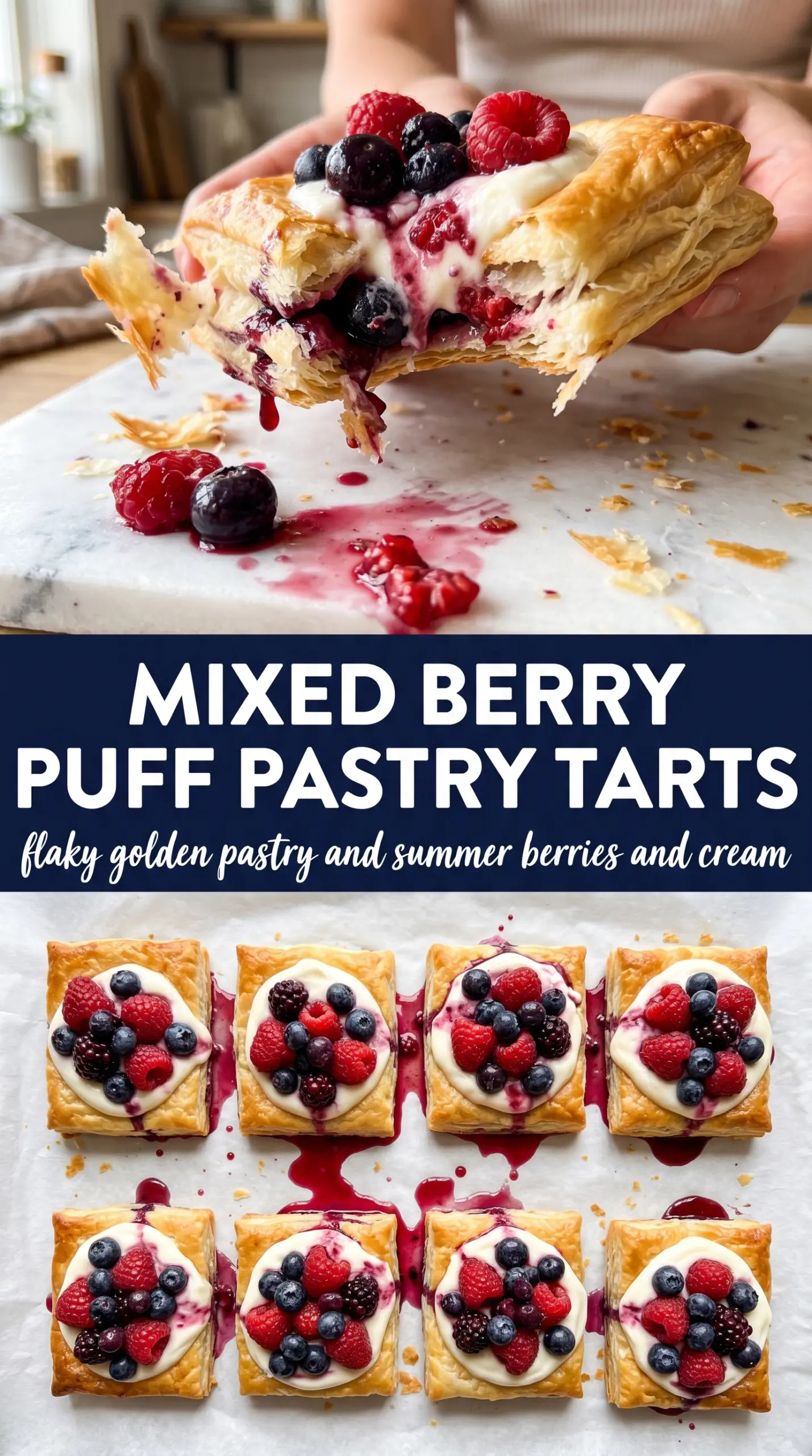Mixed Berry Puff Pastry Tarts golden flaky creamy berry