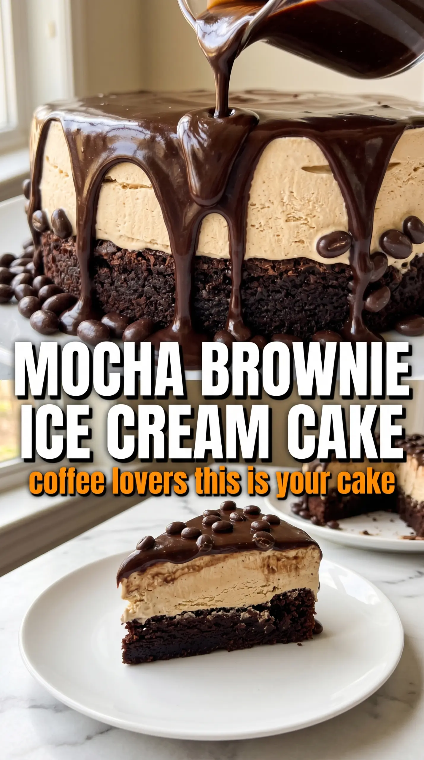 Slice of ice cream cake on a plate