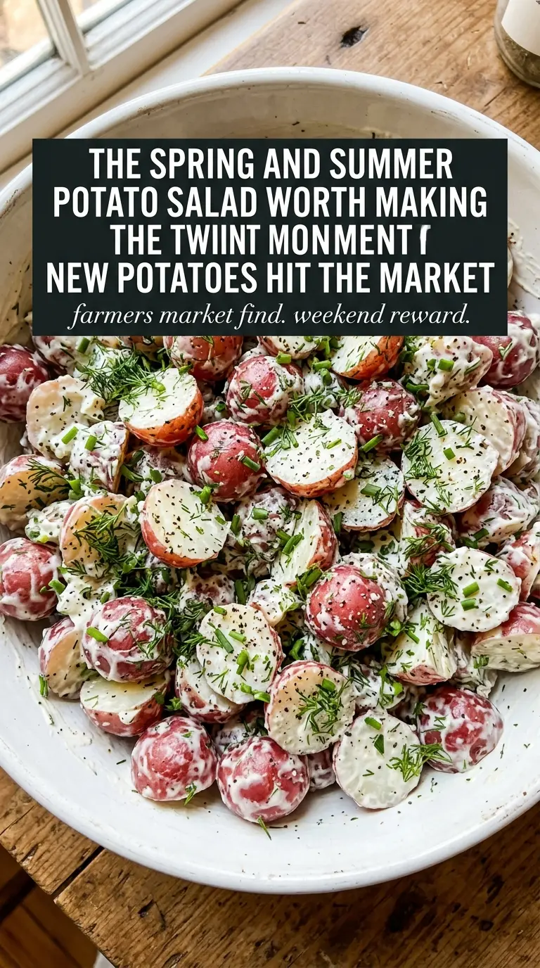 New red potato salad with herb vinaigrette, fresh herbs, baby potatoes