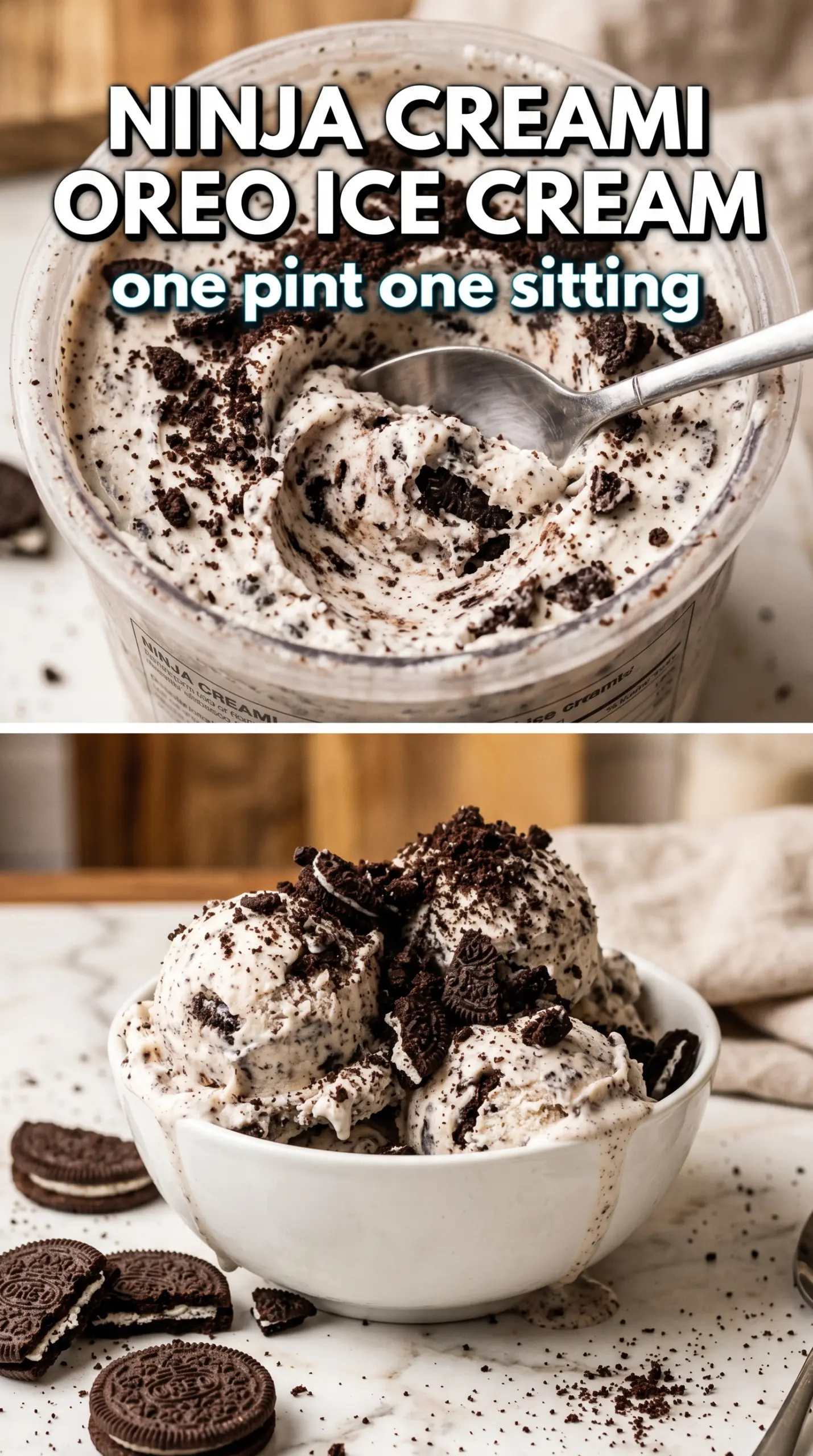 Ninja Creami cookies and cream smooth creamy cookie pieces