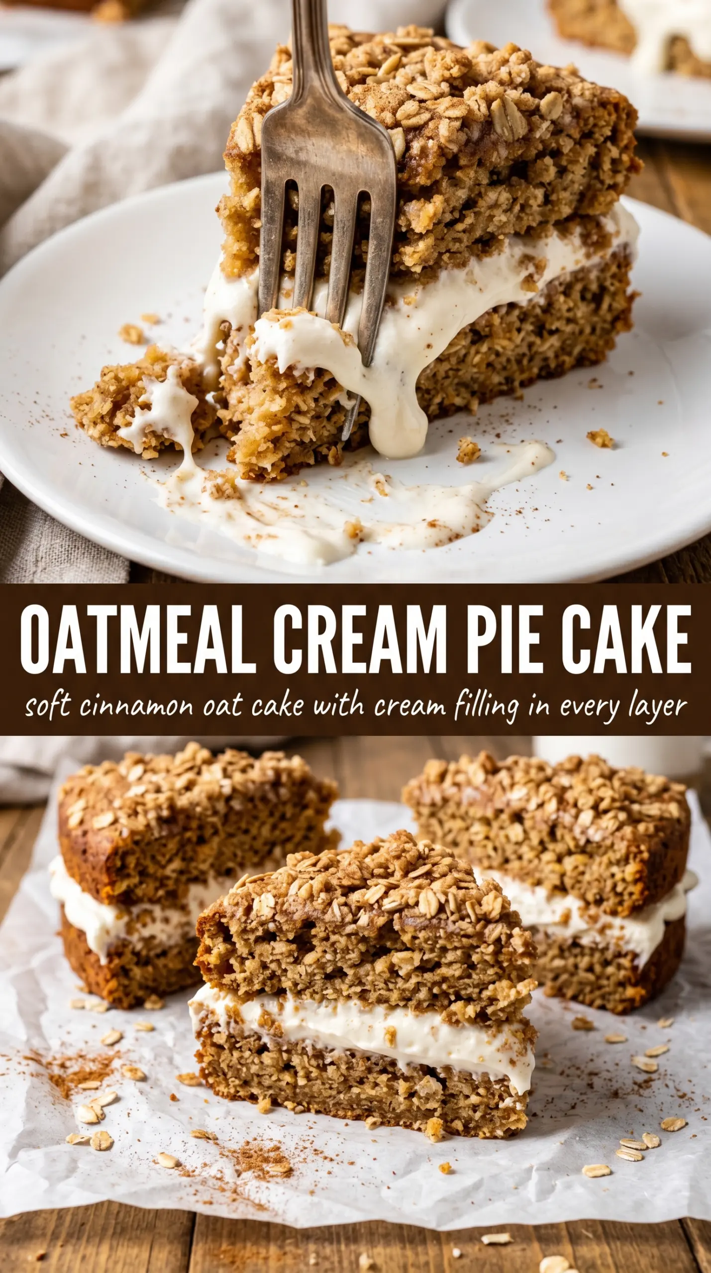 Oatmeal Cream Pie Cake tall layered marshmallow cream