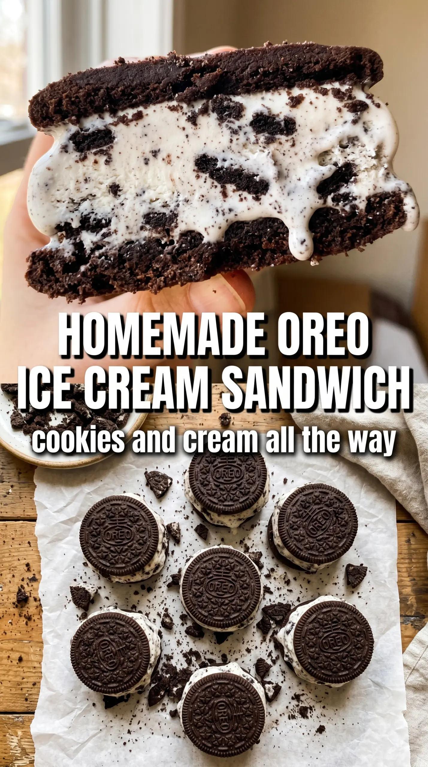 Ice cream sandwich on a plate