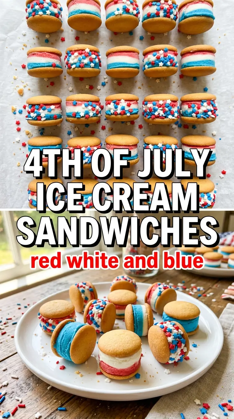 Patriotic Mini Ice Cream Sandwiches red white blue