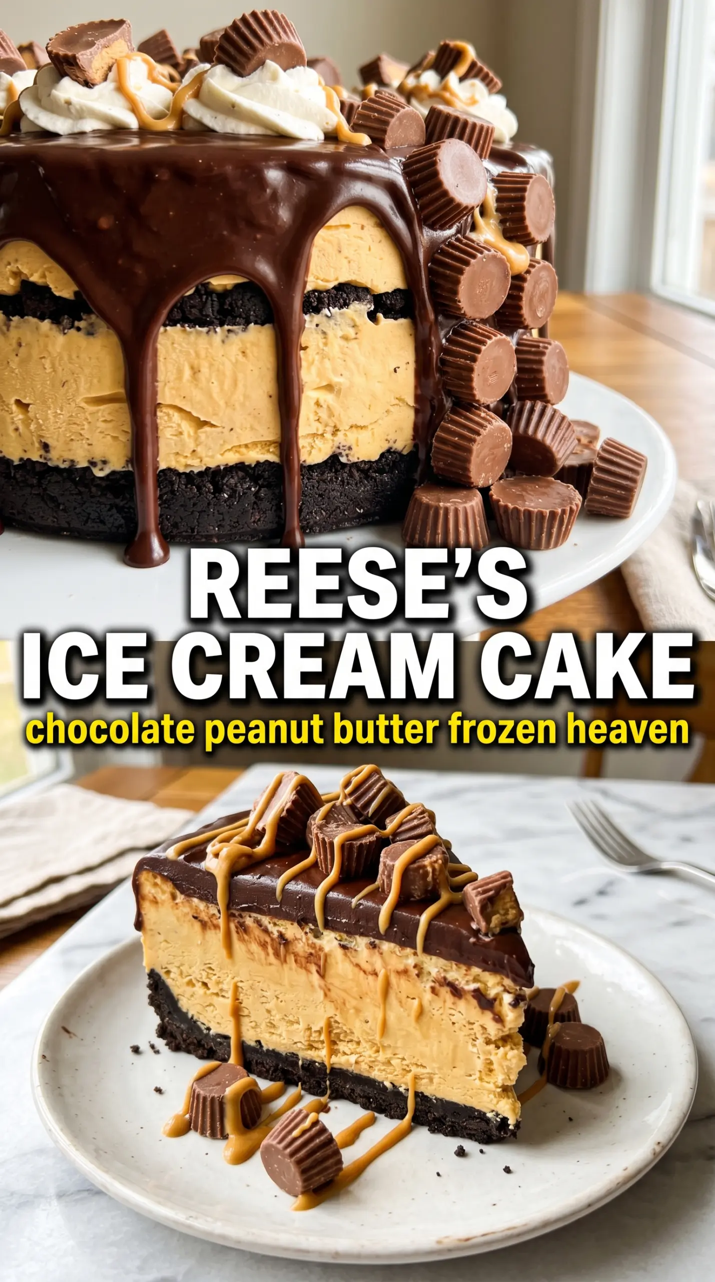 Peanut Butter Cup Ice Cream Cake chocolate peanut butter frozen dessert
