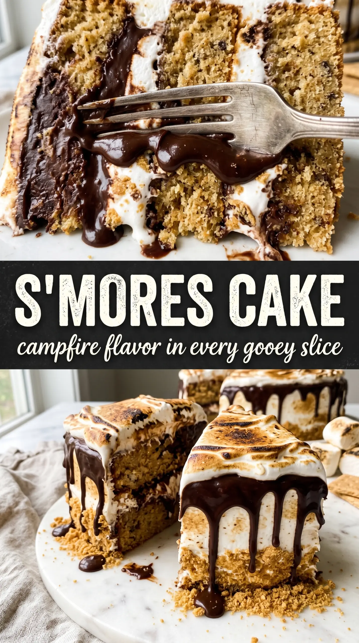 S'mores Cake chocolate marshmallow graham cracker