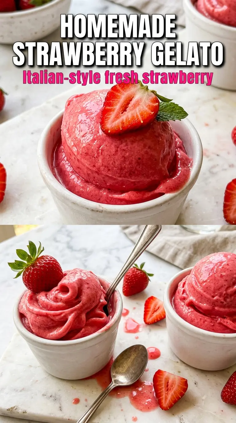 Strawberry Gelato vivid creamy frozen dessert