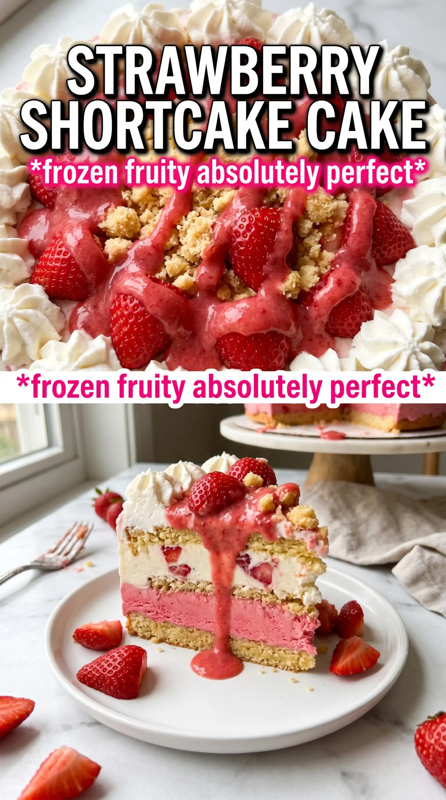 Strawberry Shortcake Ice Cream Cake golden Oreo strawberry crunch