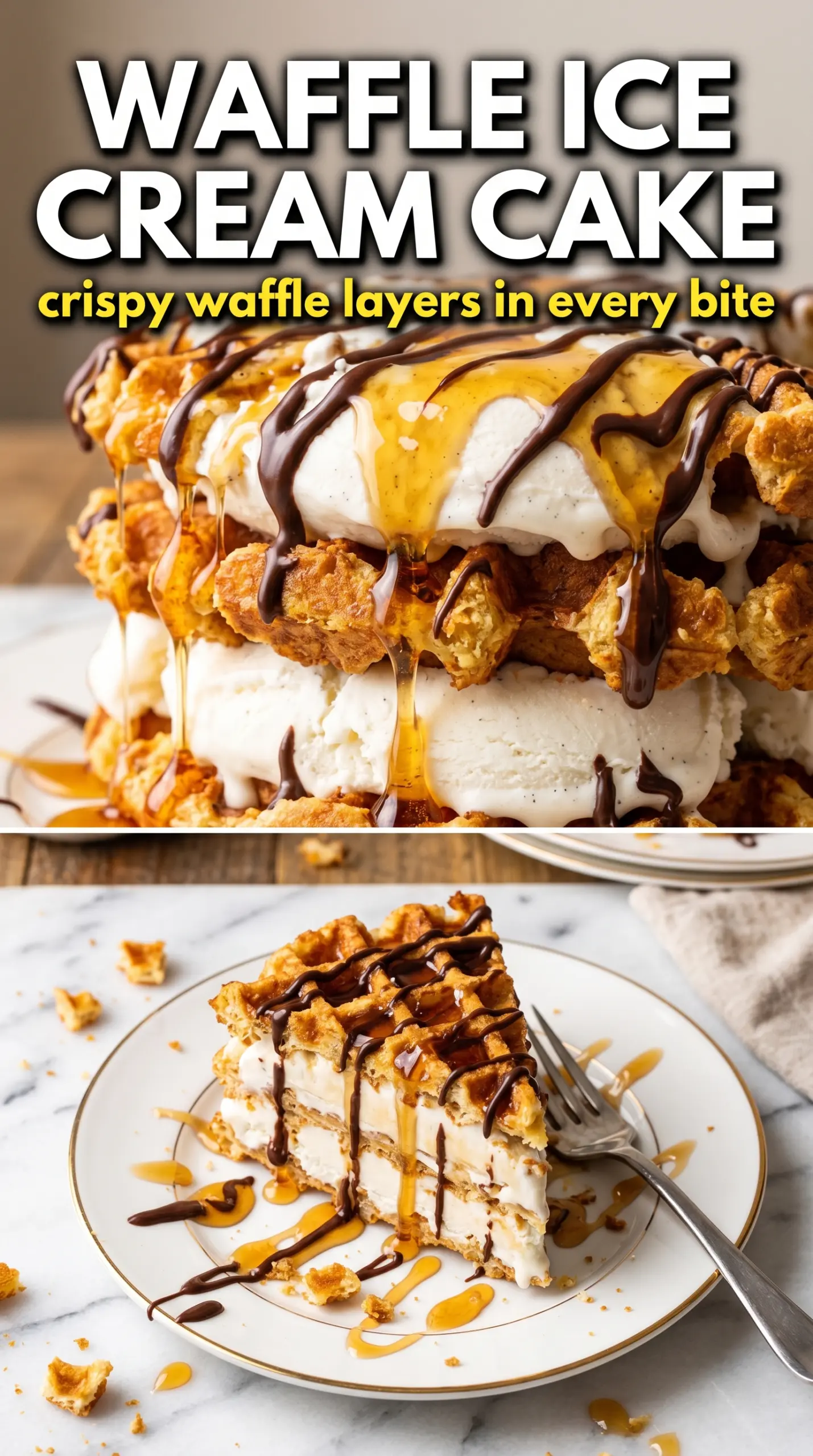 Slice of ice cream cake on a plate
