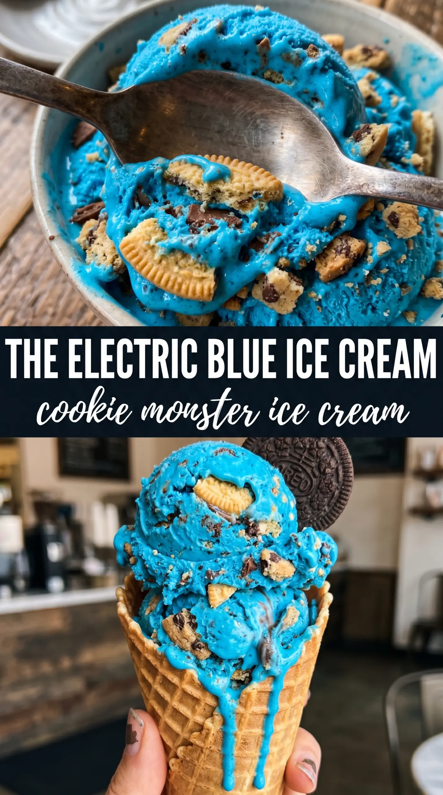 Cookie Monster Ice Cream electric blue cookie chunks