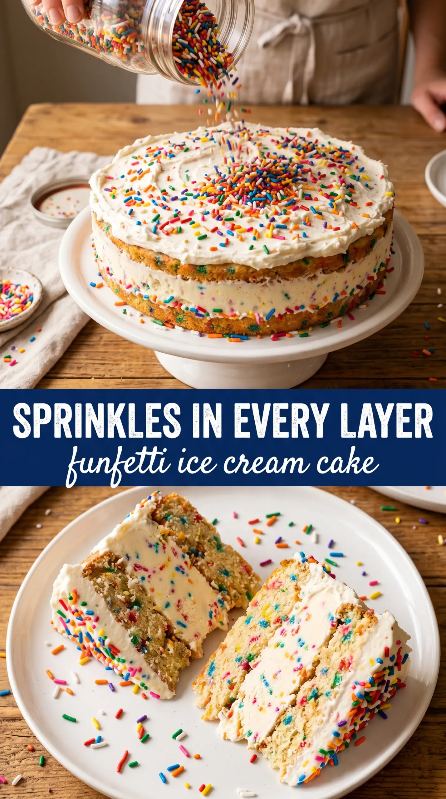 Funfetti Ice Cream Cake colorful sprinkle frozen dessert