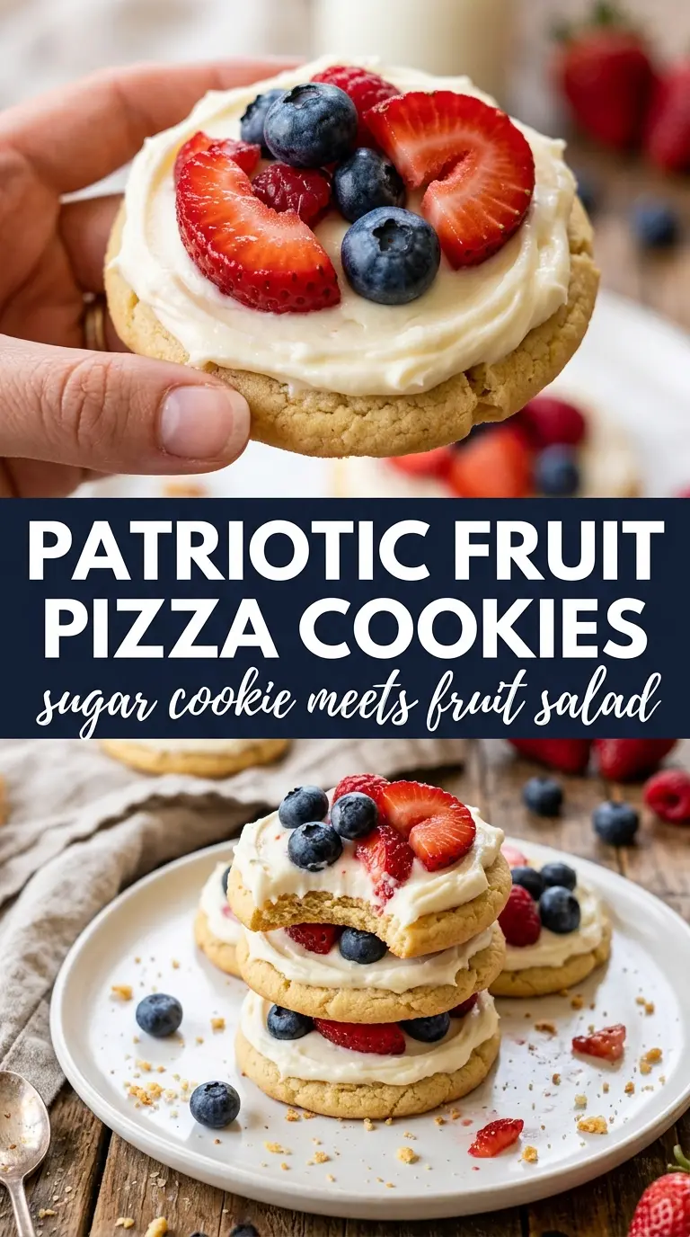 Mini Patriotic Fruit Pizzas red white blue dessert