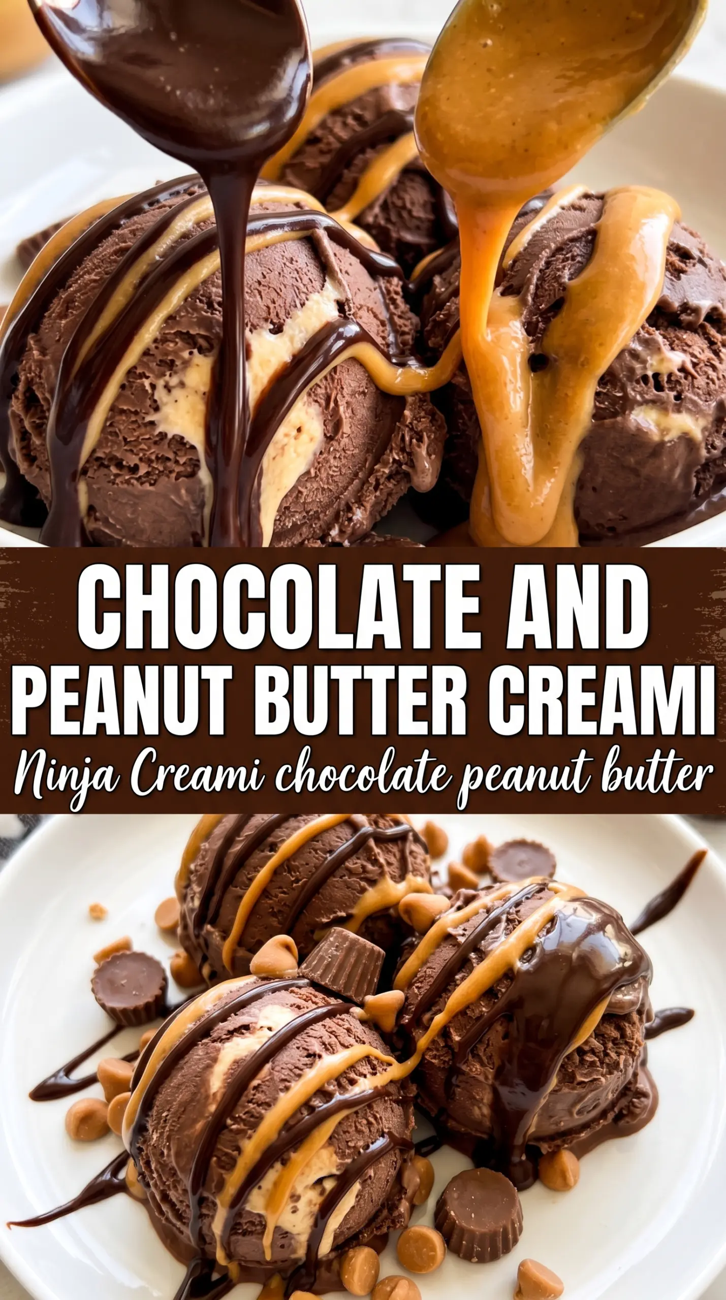 Ninja Creami Chocolate Peanut Butter Ice Cream rich fudgy swirl