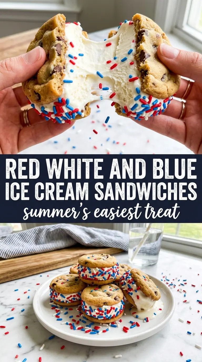 Patriotic Mini Ice Cream Sandwiches red white blue festive