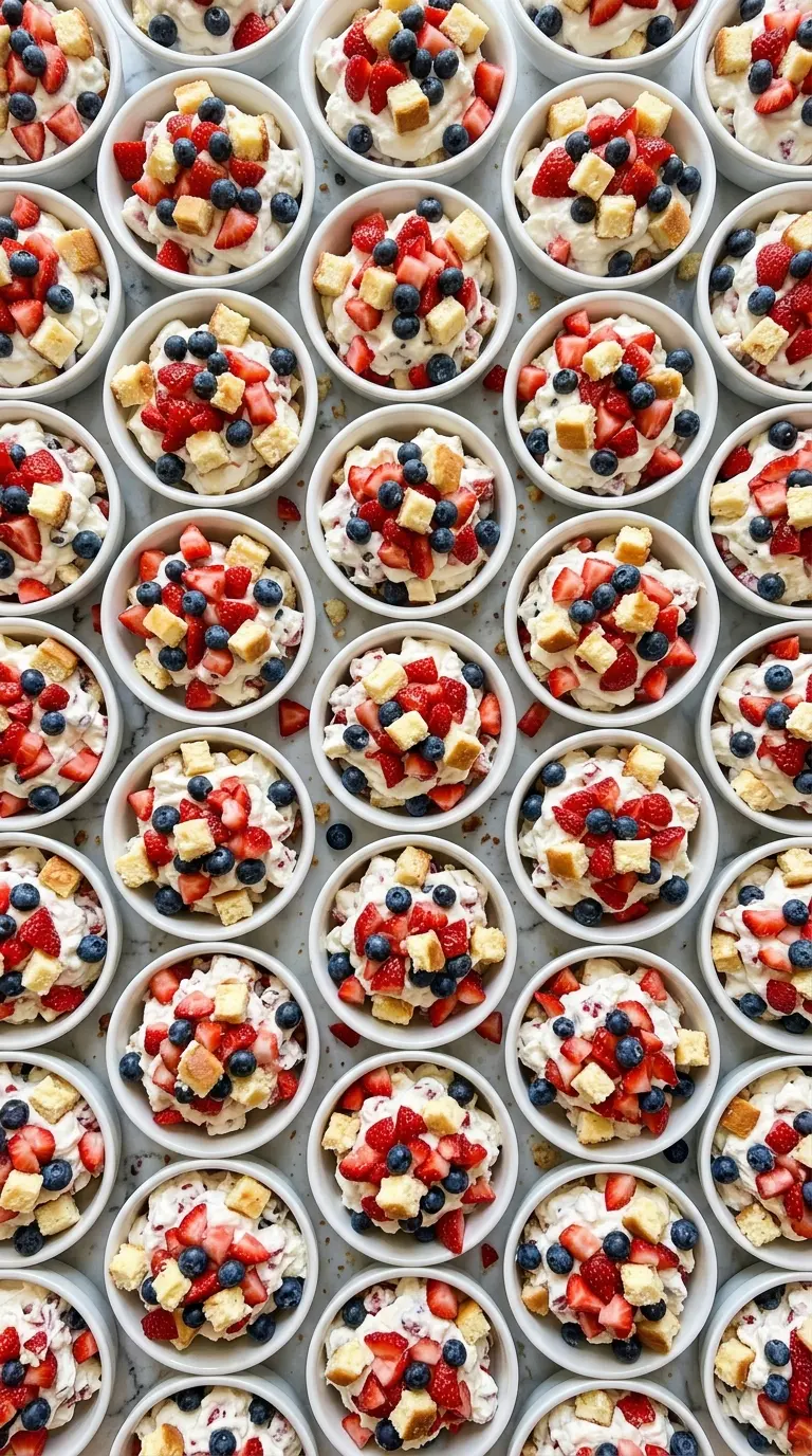 Red, White and Blue Cheesecake Salad creamy berry dessert