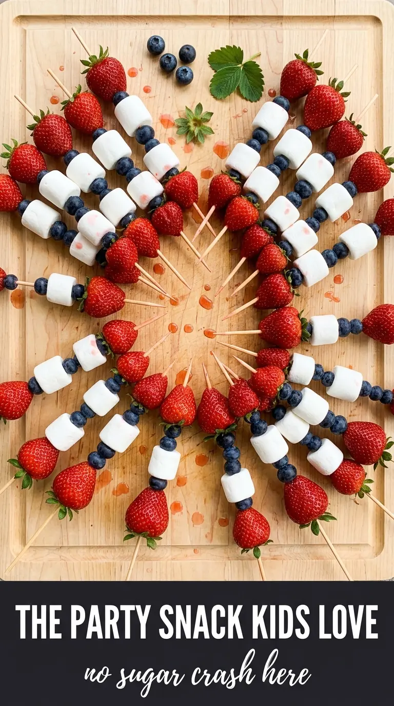 Red, White & Blue Fruit Kabobs patriotic fruit skewers