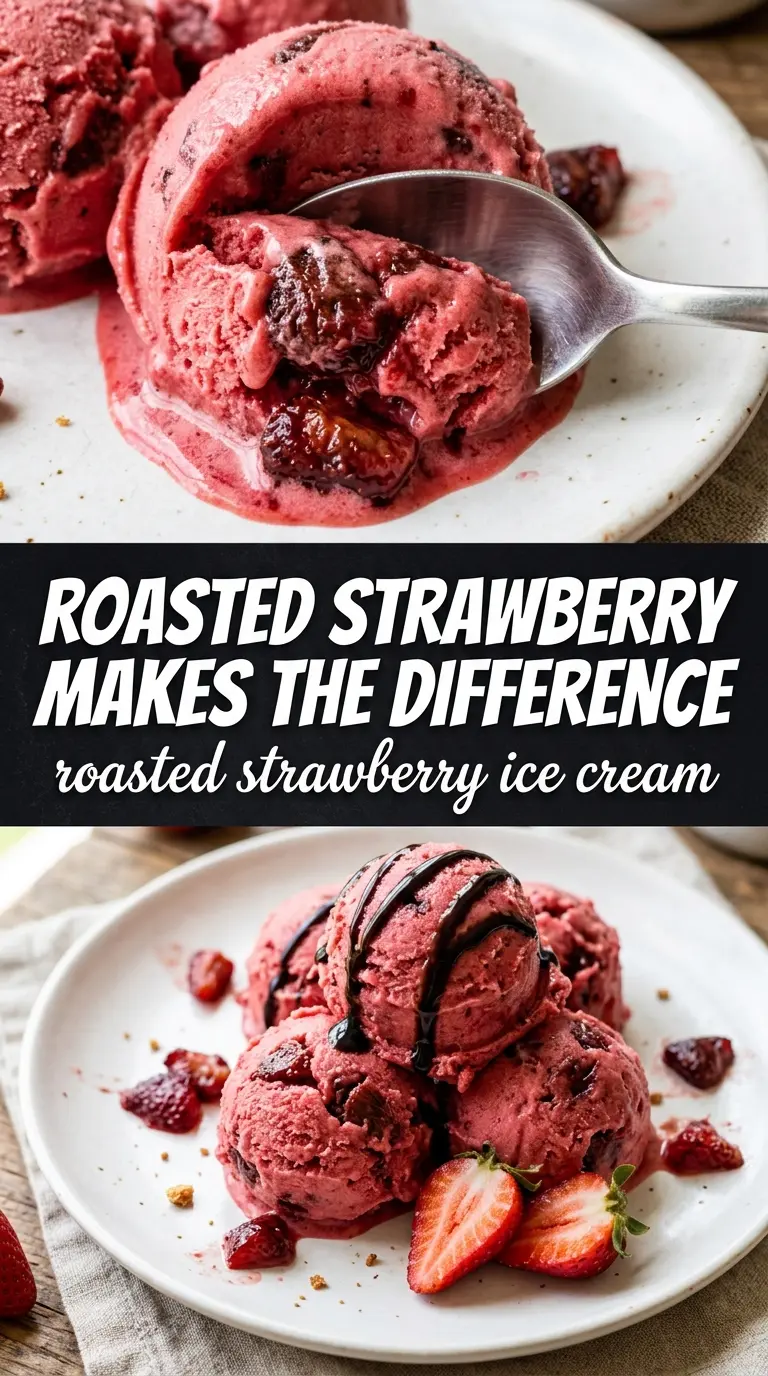 Roasted strawberry ice cream deep strawberry flavor