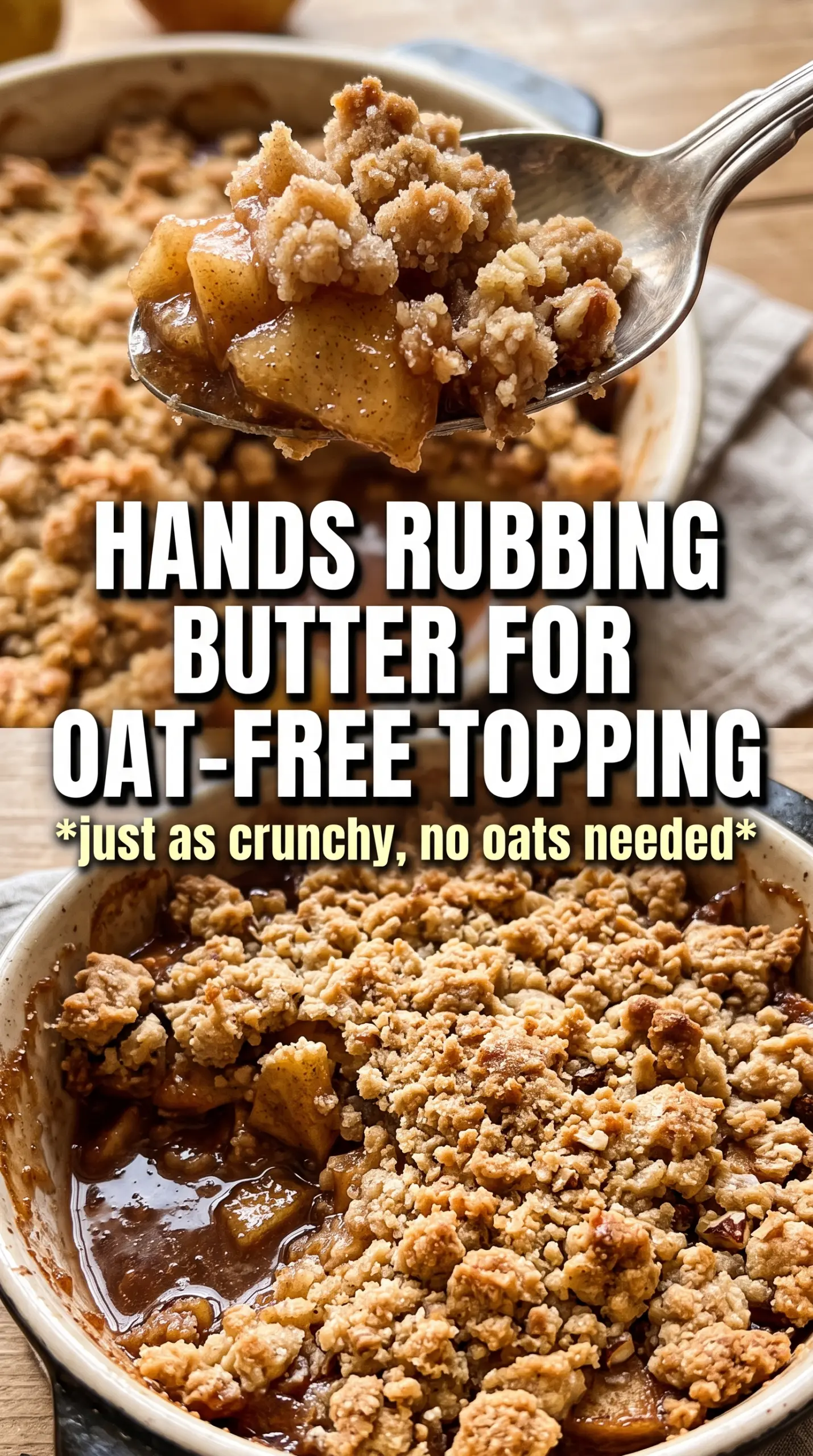 Apple crisp without oats cinnamon crumble bubbling apples