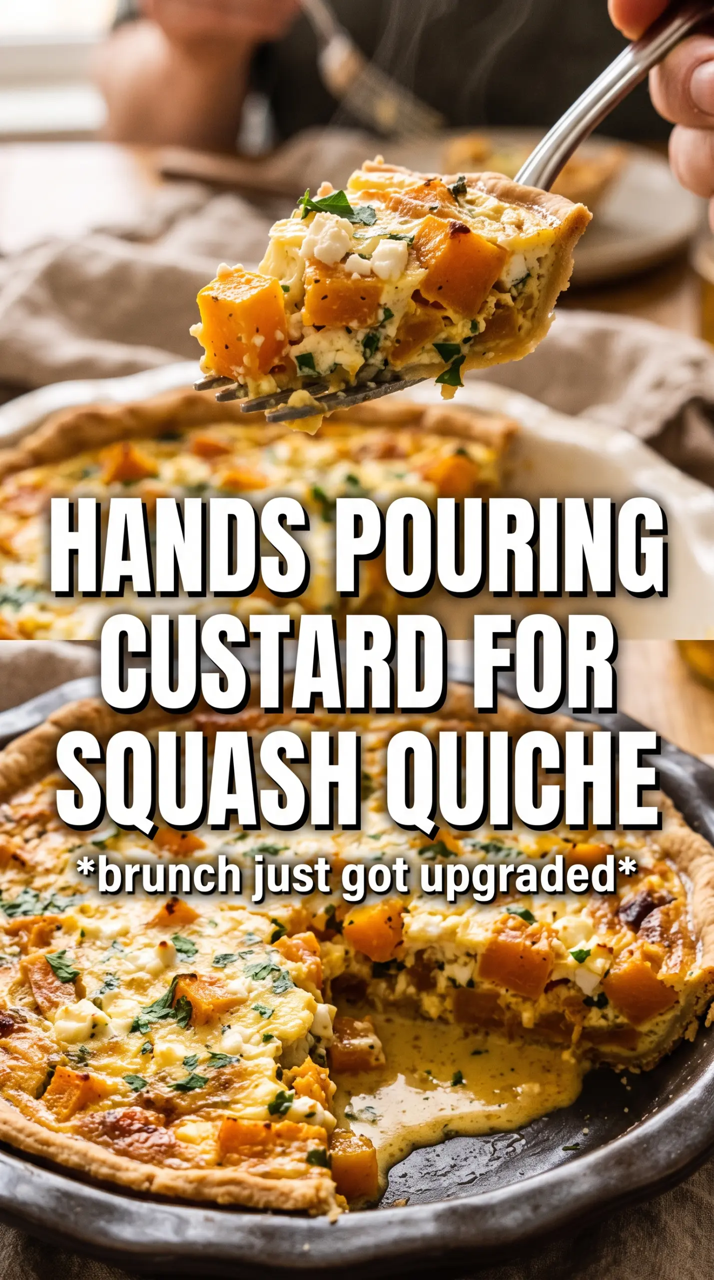 Butternut Squash Goat Cheese and Caramelized Onion Quiche golden custard savory tart