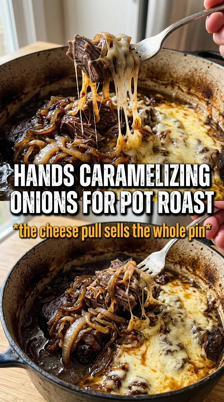 French Onion Pot Roast caramelized onions Gruyere