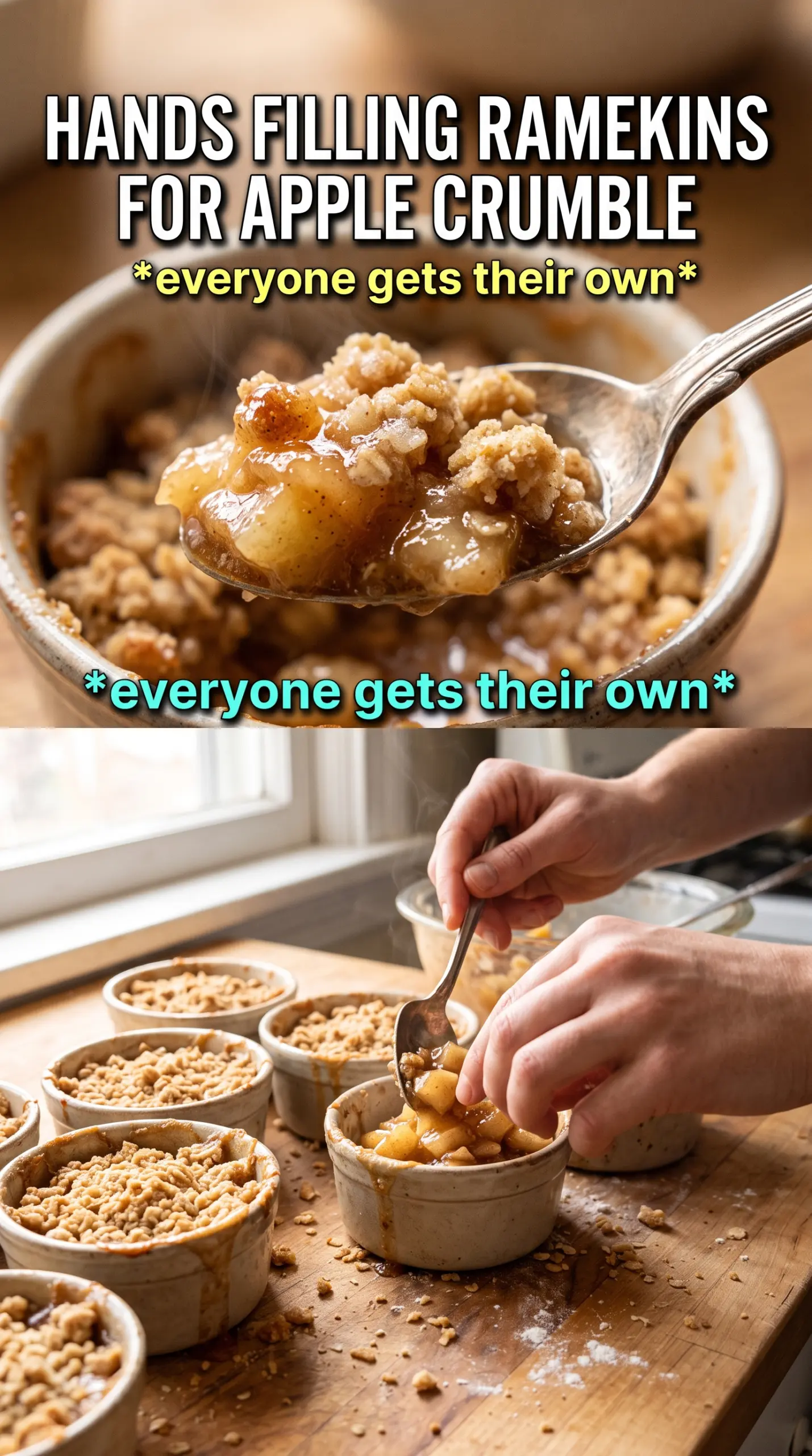 Individual Apple Crumbles golden oat topping