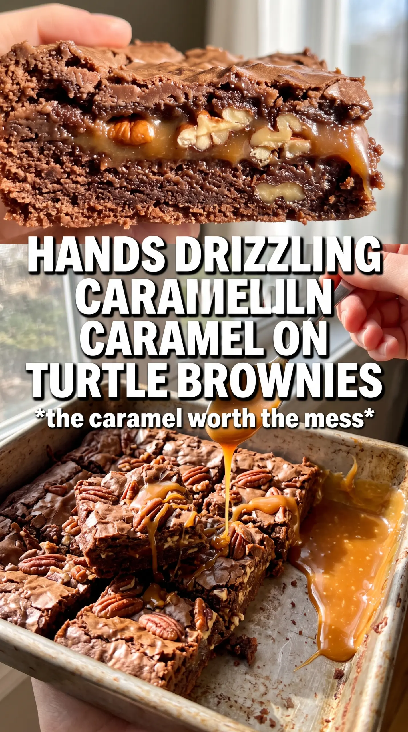 Turtle Brownies fudgy caramel pecans